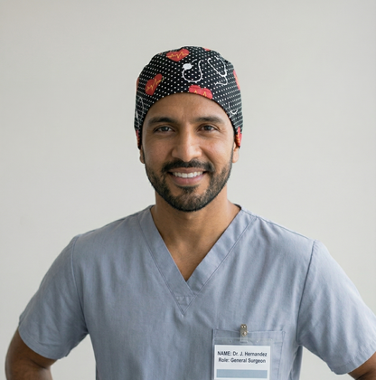 Black Stethoscope surgical cap
