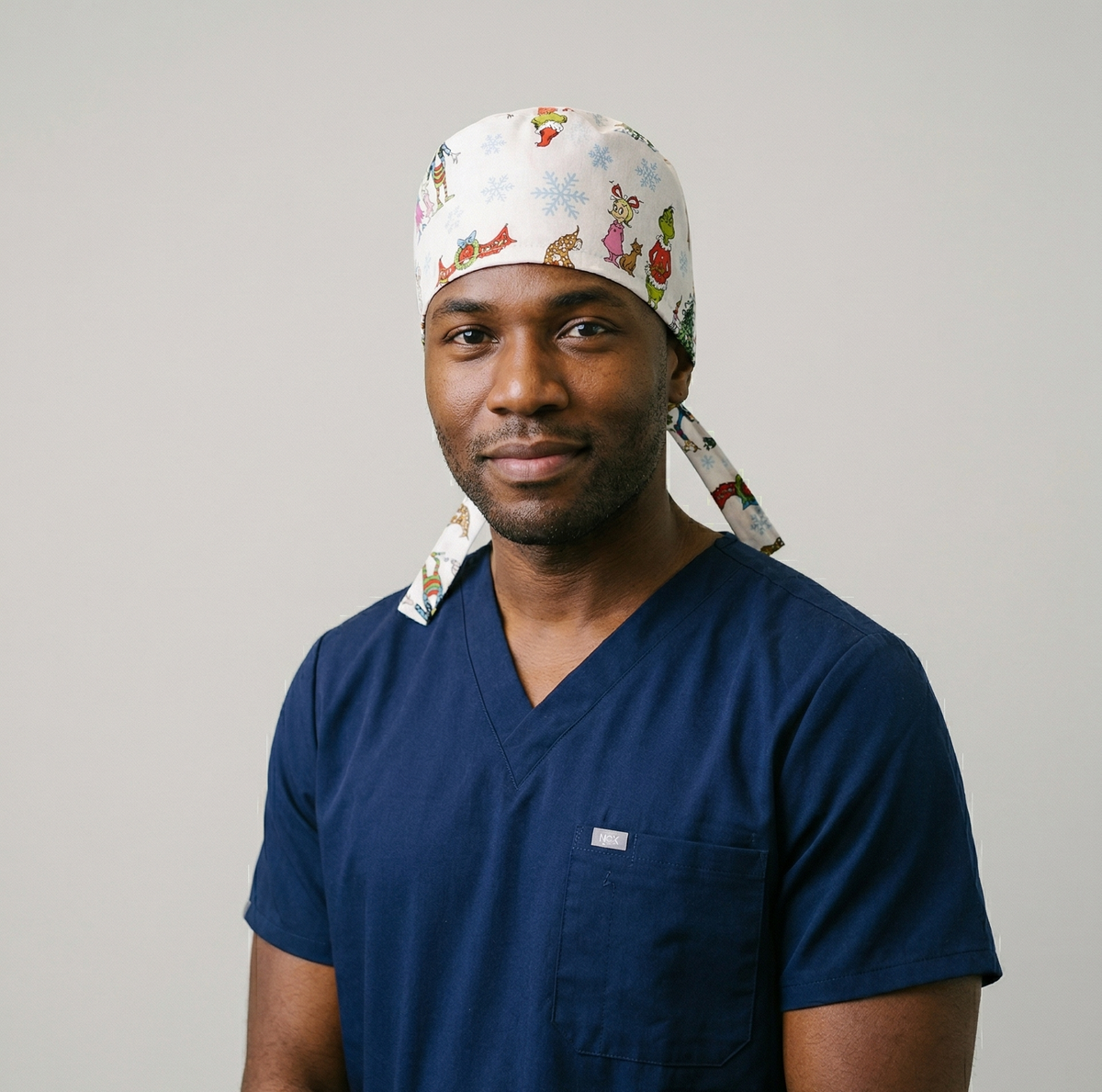 Grinch White Christmas surgical cap