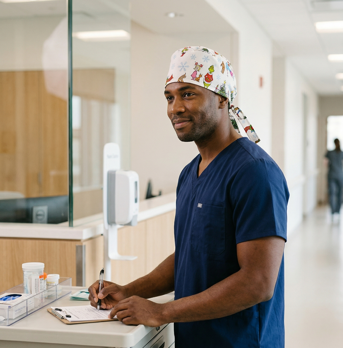 Grinch White Christmas surgical cap