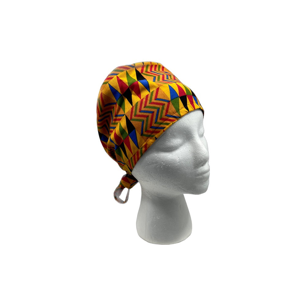 Multi-color Triangular Kente surgical cap
