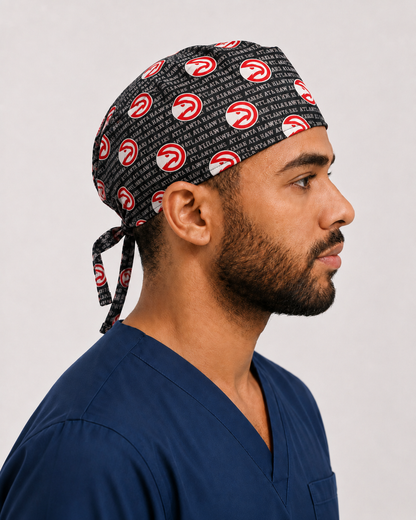 Atlanta Hawks satin-lined surgical cap, side view