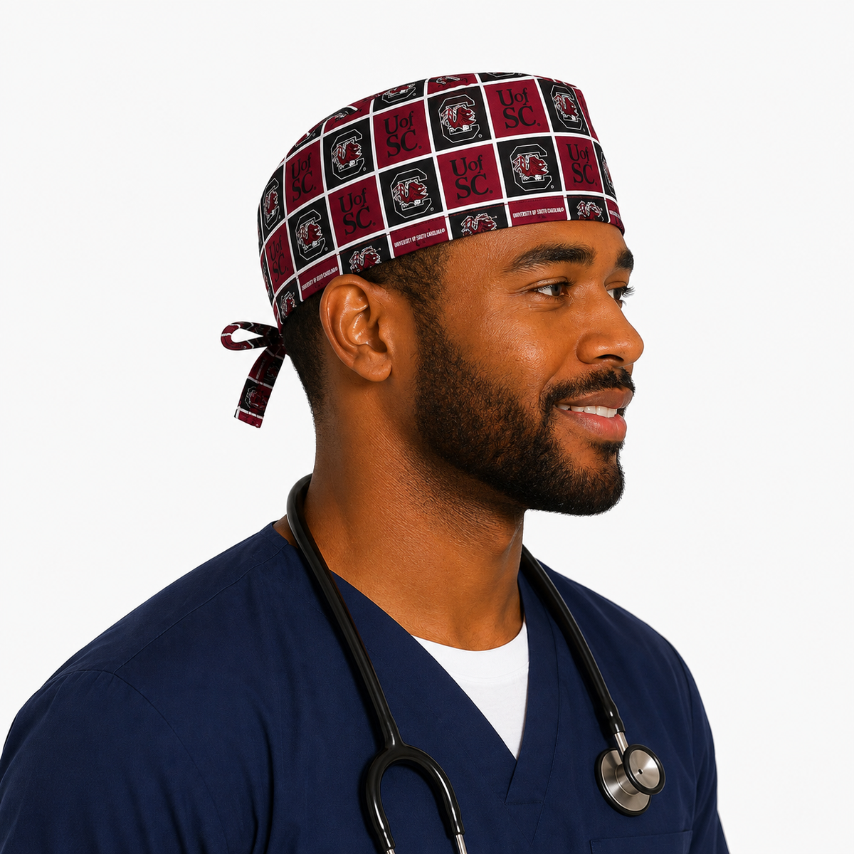 USC Gamecocks satin-lined surgical cap, side view