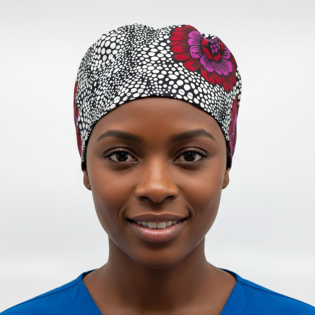 Forward Facing - Black Bubbles Surgical Cap