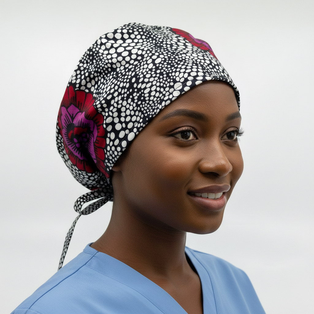 Right Side - Black Bubbles Surgical Cap