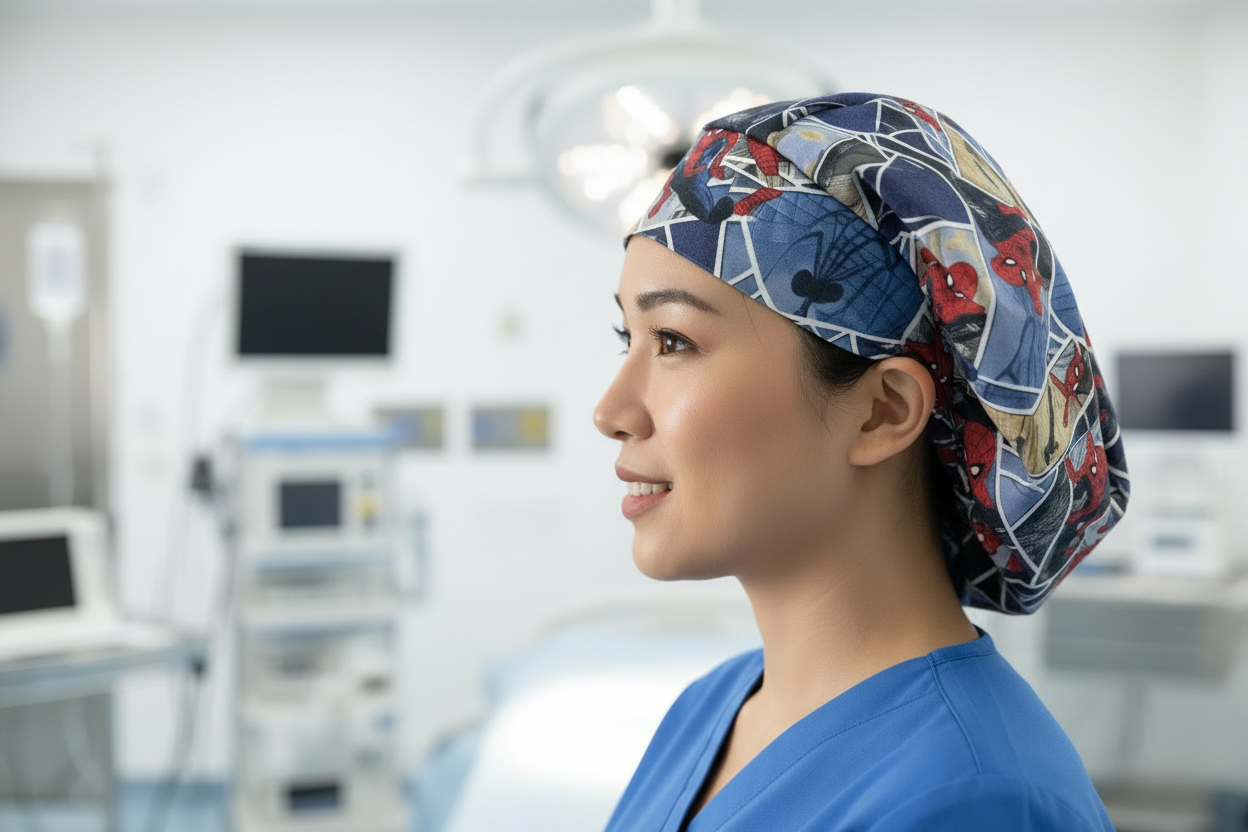 Spiderman Bonnet - Asian Model Side